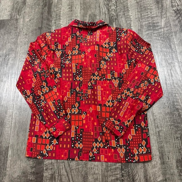 Vintage 70s Jaclyn Smith Patterned Button Shirt Polyester Sz 12 - Picture 2 of 5